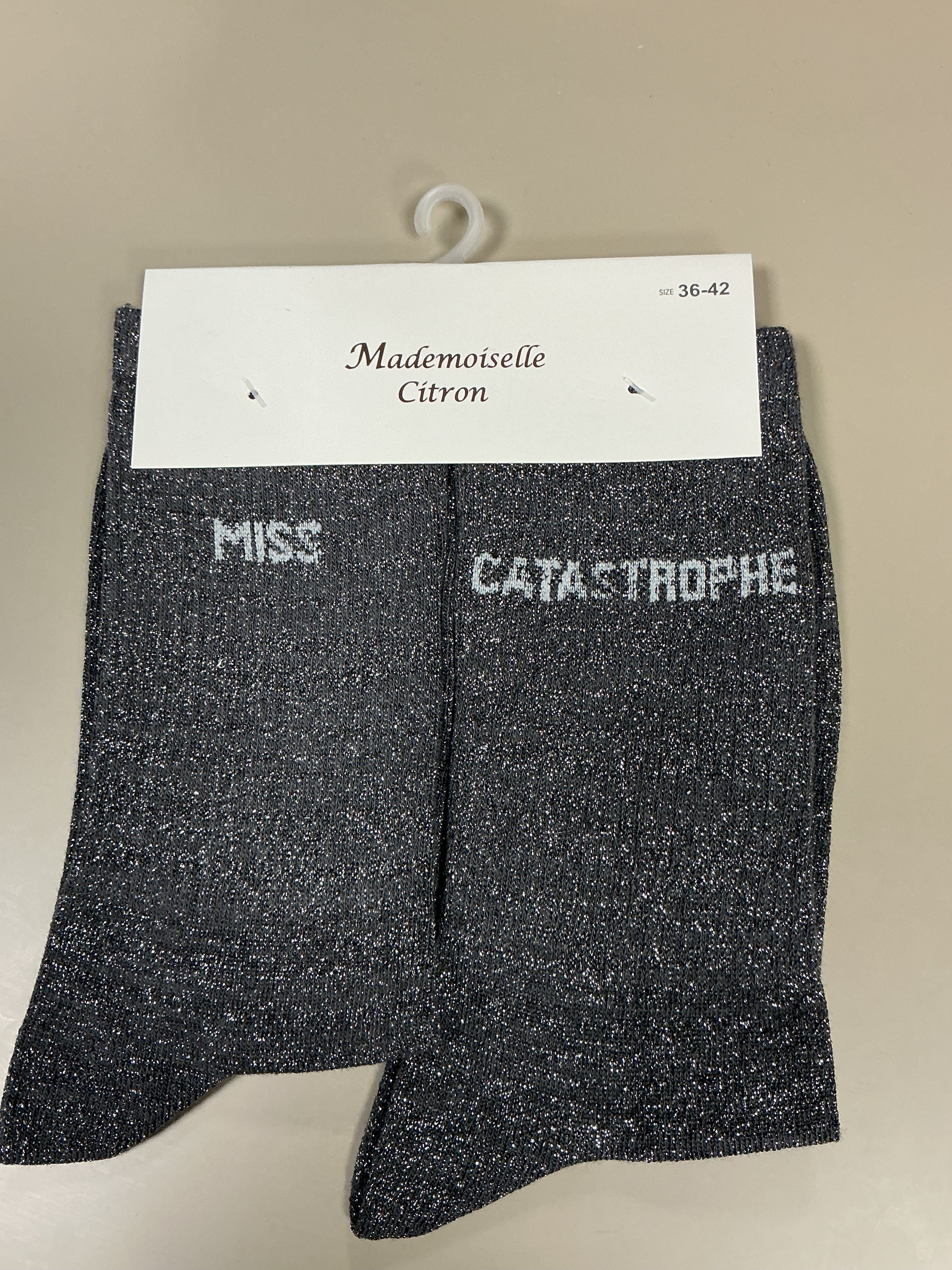 Chaussettes à Paillettes - Duo "Miss - Catastrophe" - Bleu