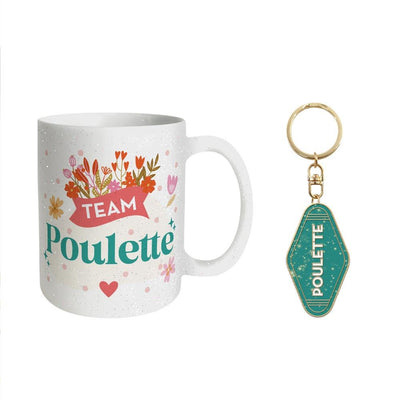 Coffret Mug + Porte clés paillettes Poulette