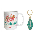 Coffret Mug + Porte clés paillettes Poulette