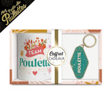 Coffret Mug + Porte clés paillettes Poulette