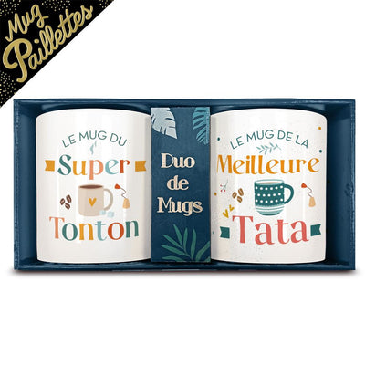 Coffret duo Mug Tonton + Tata Paillettes