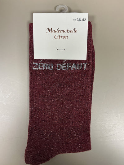 Chaussettes lurex mots ZÉRO DÉFAUT