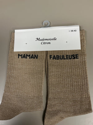 Chaussettes lurex mots MAMAN FABULEUSE