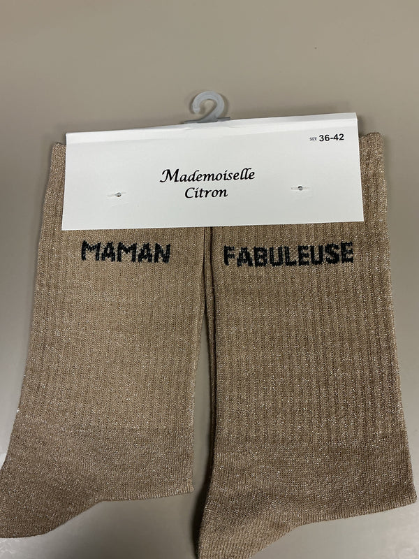 Chaussettes lurex mots MAMAN FABULEUSE