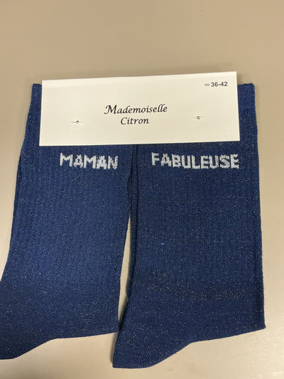 Chaussettes lurex mots MAMAN FABULEUSE