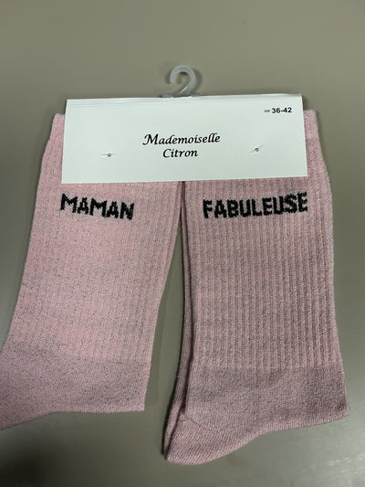 Chaussettes lurex mots MAMAN FABULEUSE