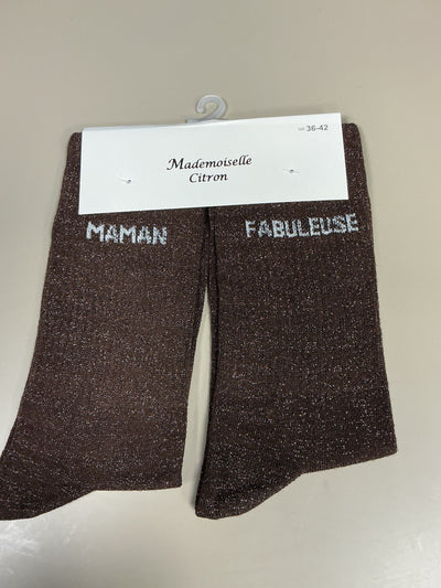 Chaussettes lurex mots MAMAN FABULEUSE