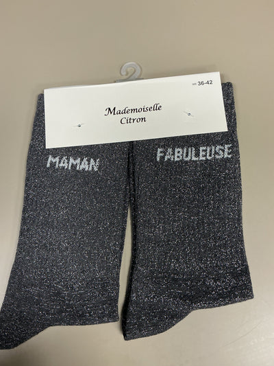 Chaussettes lurex mots MAMAN FABULEUSE