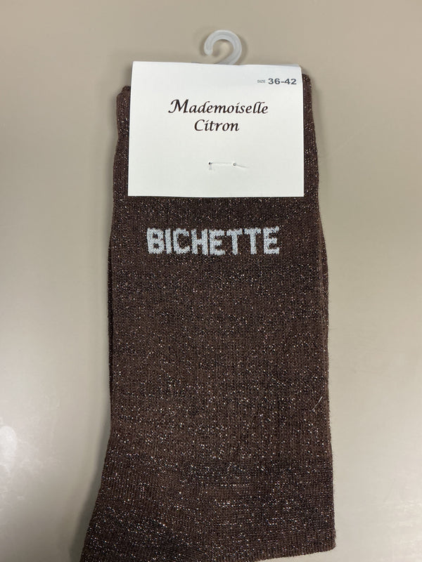 Chaussettes lurex mots BICHETTE
