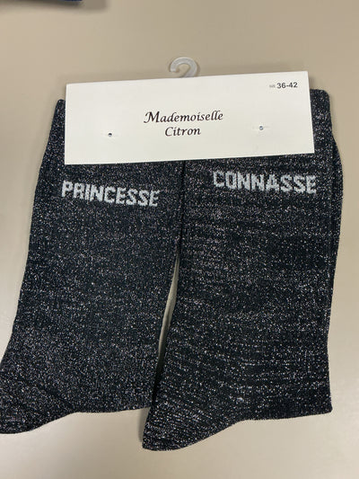 Chaussettes lurex mots PRINCESSE CONNASSE