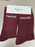 Chaussettes lurex mots PRINCESSE CONNASSE