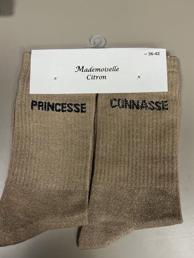 Chaussettes lurex mots PRINCESSE CONNASSE