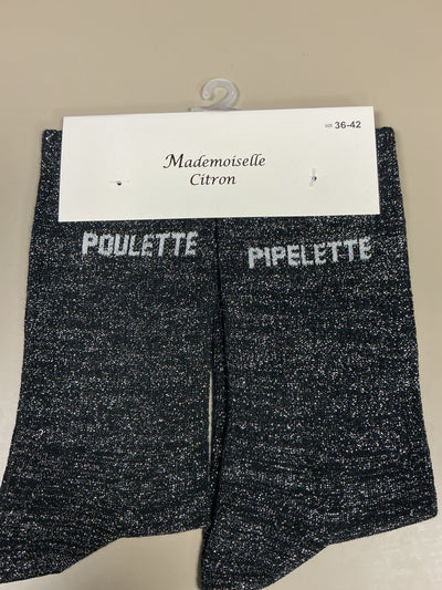 Chaussettes lurex mot POULETTE PIPELETTE