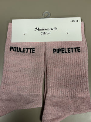 Chaussettes lurex mot POULETTE PIPELETTE