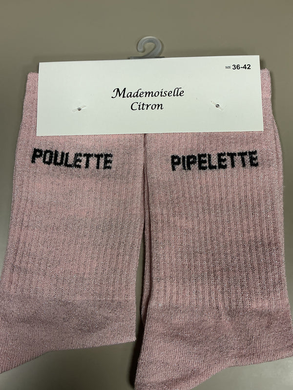 Chaussettes lurex mot POULETTE PIPELETTE
