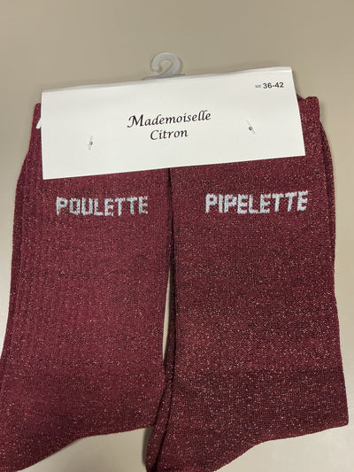 Chaussettes lurex mot POULETTE PIPELETTE