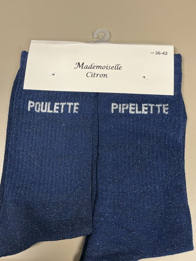 Chaussettes lurex mot POULETTE PIPELETTE