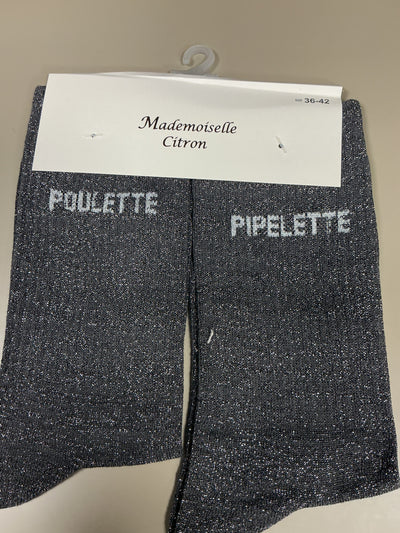 Chaussettes lurex mot POULETTE PIPELETTE