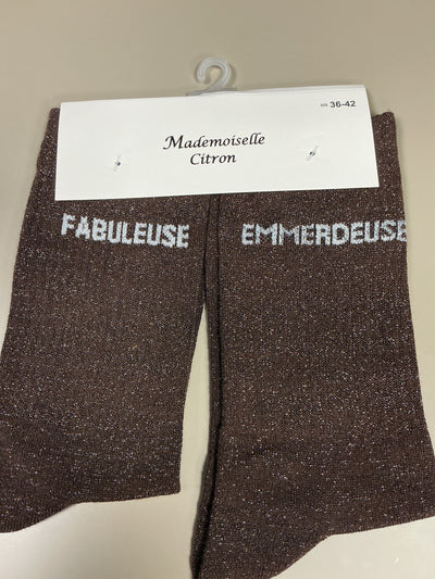 Chaussettes lurex mot FABULEUSE EMMERDEUSE
