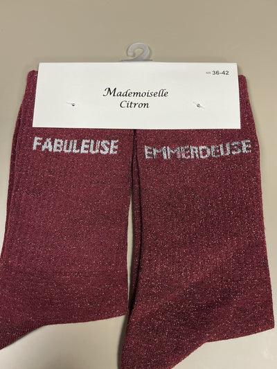 Chaussettes lurex mot FABULEUSE EMMERDEUSE