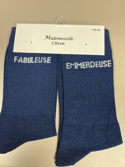 Chaussettes lurex mot FABULEUSE EMMERDEUSE