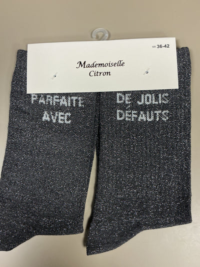 Chaussettes lurex mot PARFAITE AVEC DE JOLIES DÉFAUTS