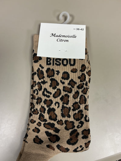 Chaussettes léopard mot BISOU