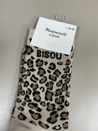 Chaussettes léopard mot BISOU