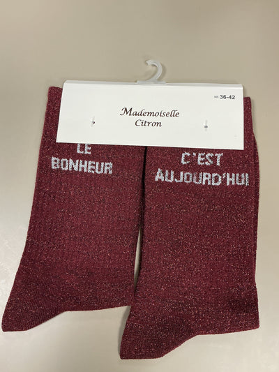 Chaussettes mots LE BONHEUR C’EST AUJOURD’HUI