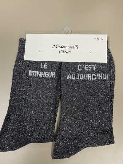 Chaussettes mots LE BONHEUR C’EST AUJOURD’HUI