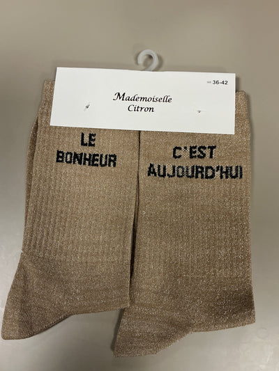 Chaussettes mots LE BONHEUR C’EST AUJOURD’HUI