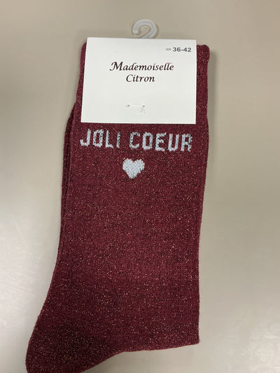 Chaussettes lurex mots JOLIE CŒUR