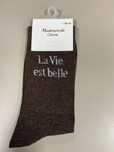 Chaussettes lurex mots LA VIE EST BELLE