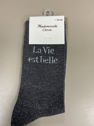 Chaussettes lurex mots LA VIE EST BELLE
