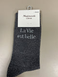 Chaussettes lurex mots LA VIE EST BELLE