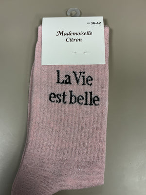 Chaussettes lurex mots LA VIE EST BELLE