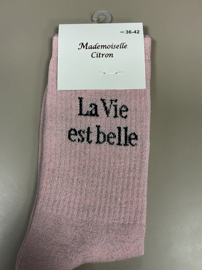 Chaussettes lurex mots LA VIE EST BELLE
