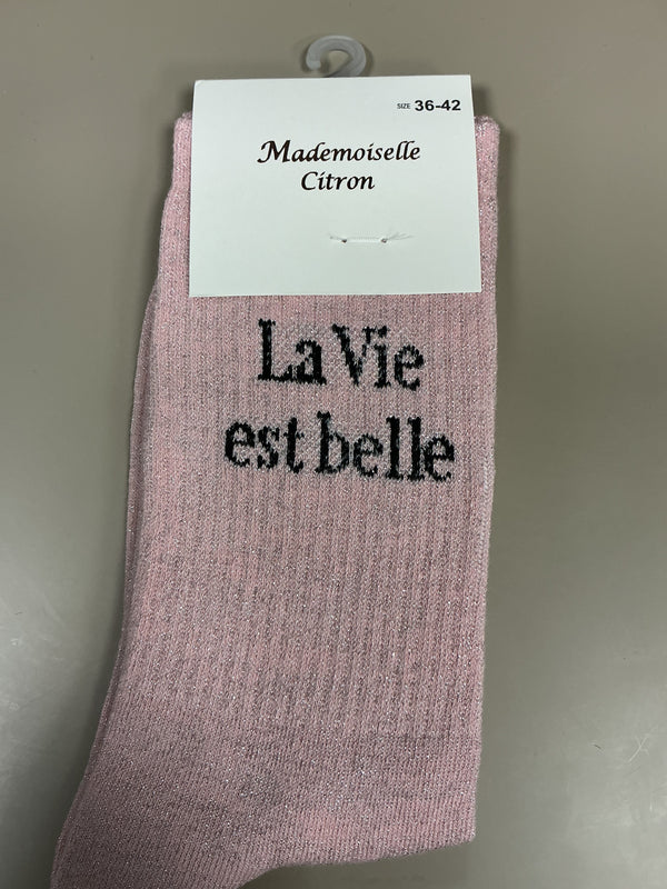 Chaussettes lurex mots LA VIE EST BELLE
