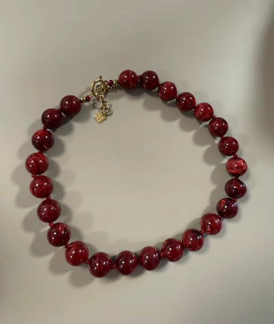 Collier perles résine couleur
