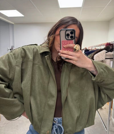 Veste effet bomber manches chauves souris suédine tendance mode