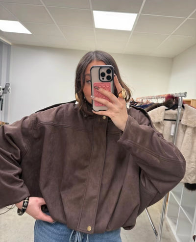 Veste effet bomber manches chauves souris suédine tendance mode