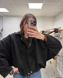 Veste effet bomber manches chauves souris suédine tendance mode