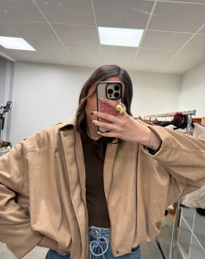 Veste effet bomber manches chauves souris suédine tendance mode