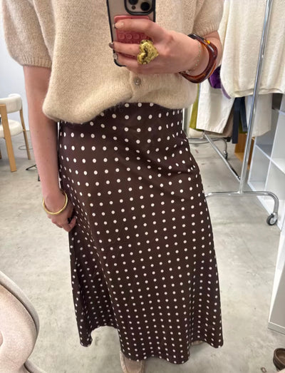 Jupe longue satinée à pois