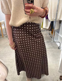 Jupe longue satinée à pois
