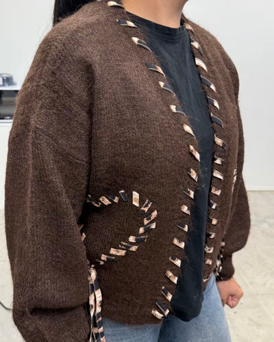 Gilet en laine détails léopard cœur mode tendance