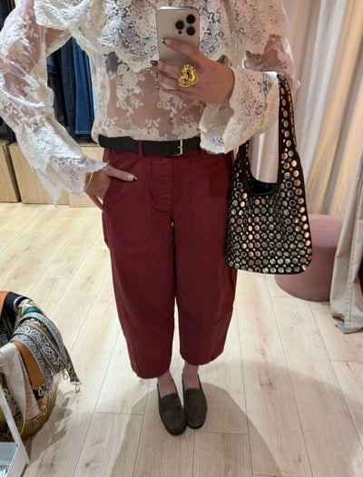 Pantalon épais en coton barrel style ballon made in Italie et taille unique du 34 au 42 avec sa ceinture Vendu par Le Quotidien