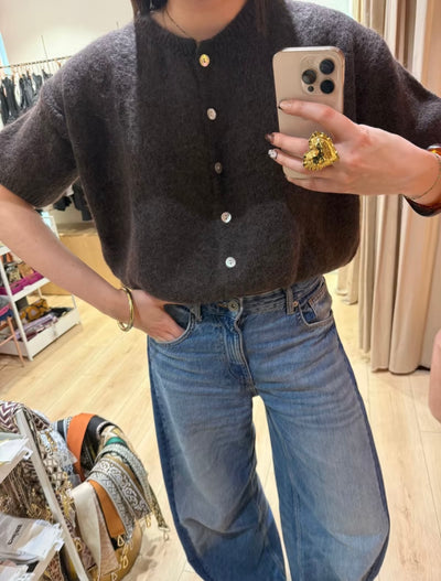 Pull Gilet en Alpaga et Laine Made in Italie Taille Unique 34 au 44 pour un Style Confortable et élégant