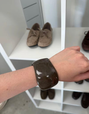 Bracelet large jonc résine marron tendance mode