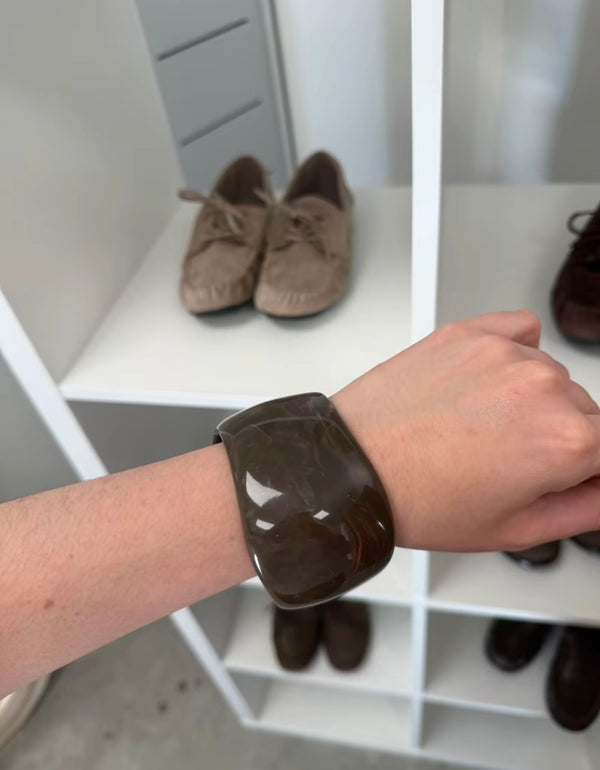 Bracelet large jonc résine marron tendance mode